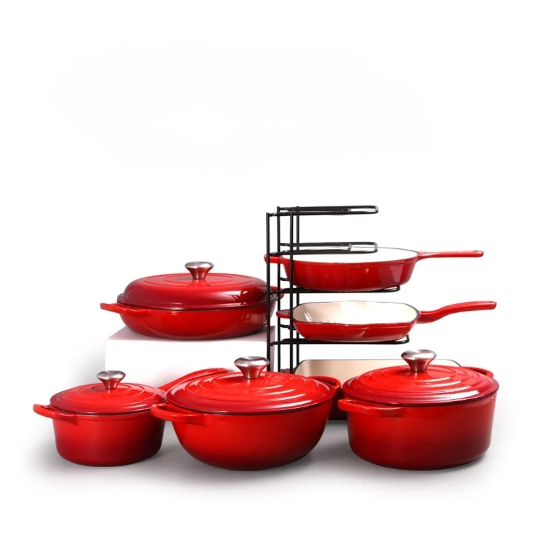 Premium 7-Piece Quality Enamel Cast Iron Cookware Set