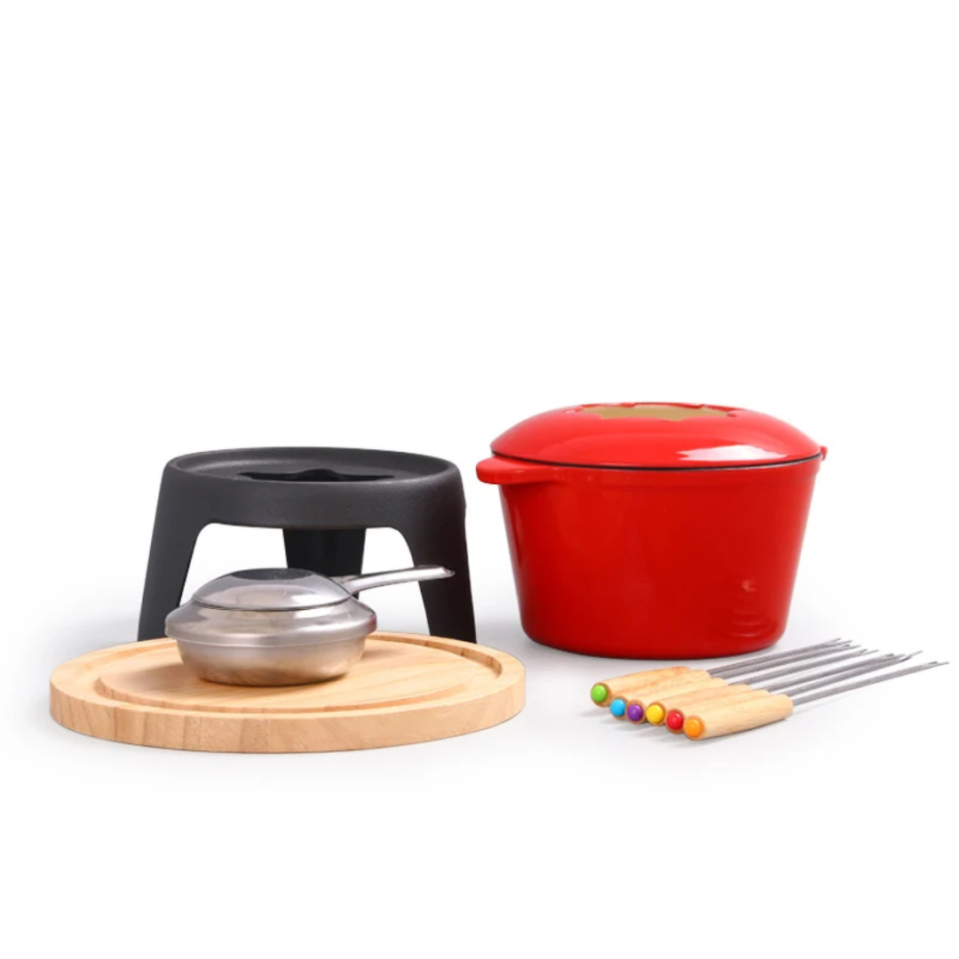 Cast iron Fondue Set – Complete 10-Piece Kit