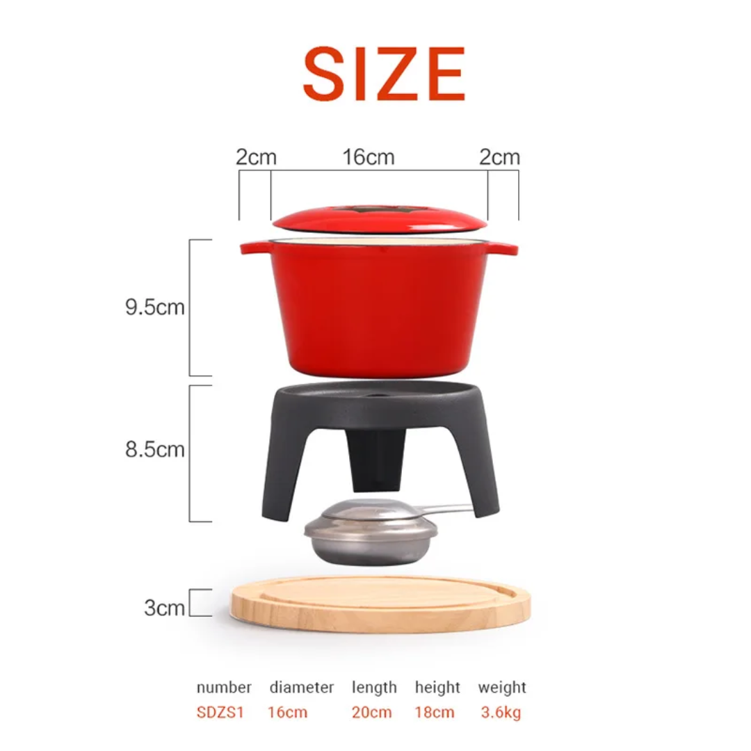 Cast iron Fondue Set – Complete 10-Piece Kit
