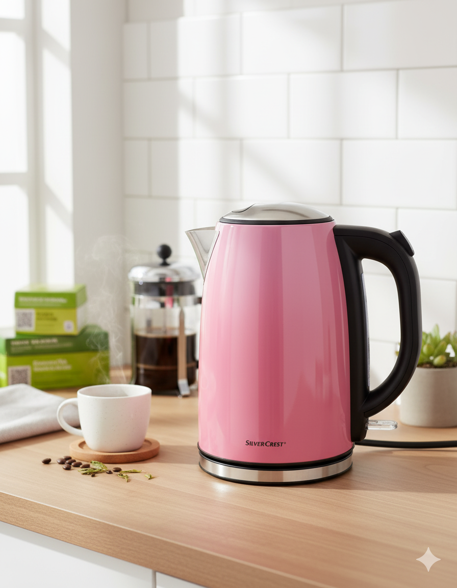 Sliver Crest  Pink Electric Kettle Stainless Steel 1.7L