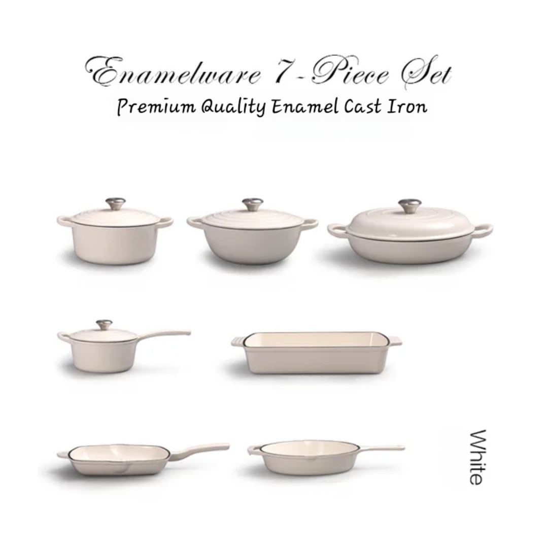 Enamel Cast Iron Premium 7-Piece Cookware Set –Complete Kitchen Collection Lebanon