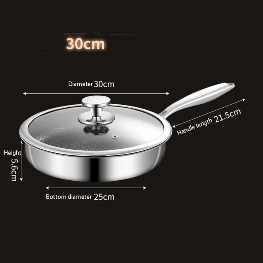 HexClad-Style Hybrid Non-Stick Cookware Set – Honeycomb 3-ply Stainless Steel Pans with Lids