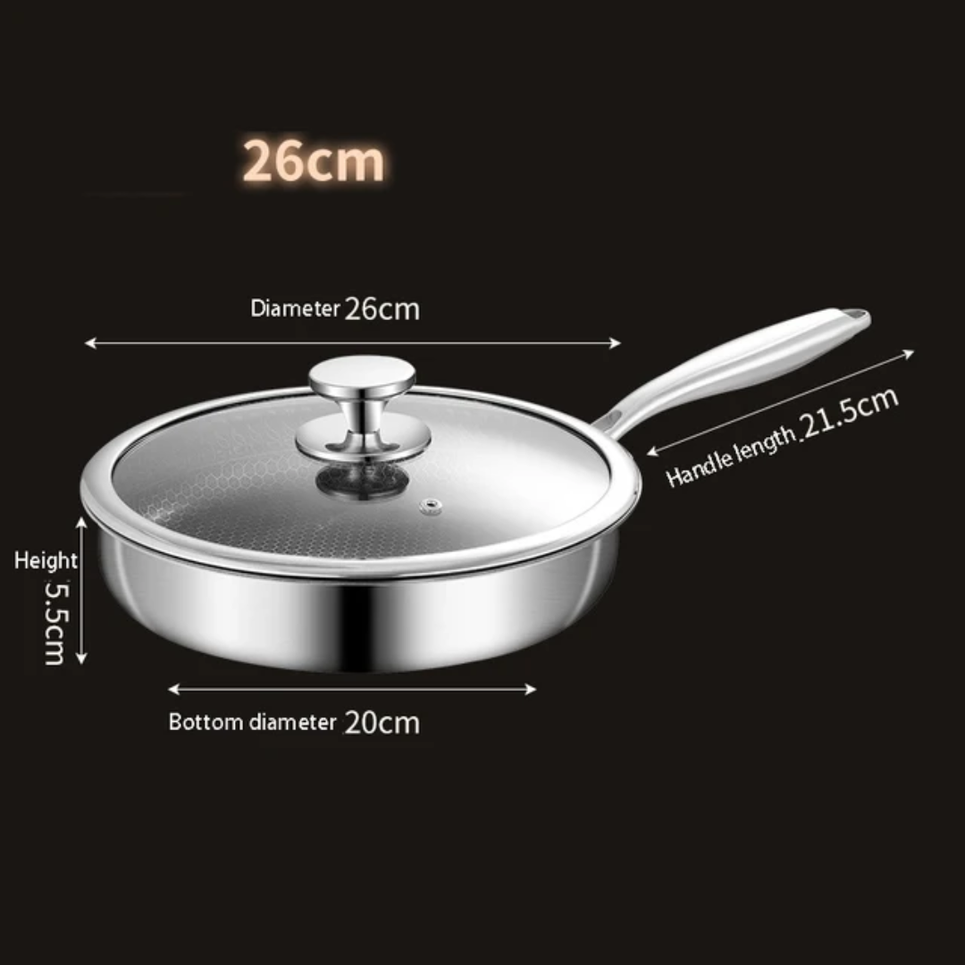 HexClad-Style Hybrid Non-Stick Cookware Set – Honeycomb 3-ply Stainless Steel Pans with Lids