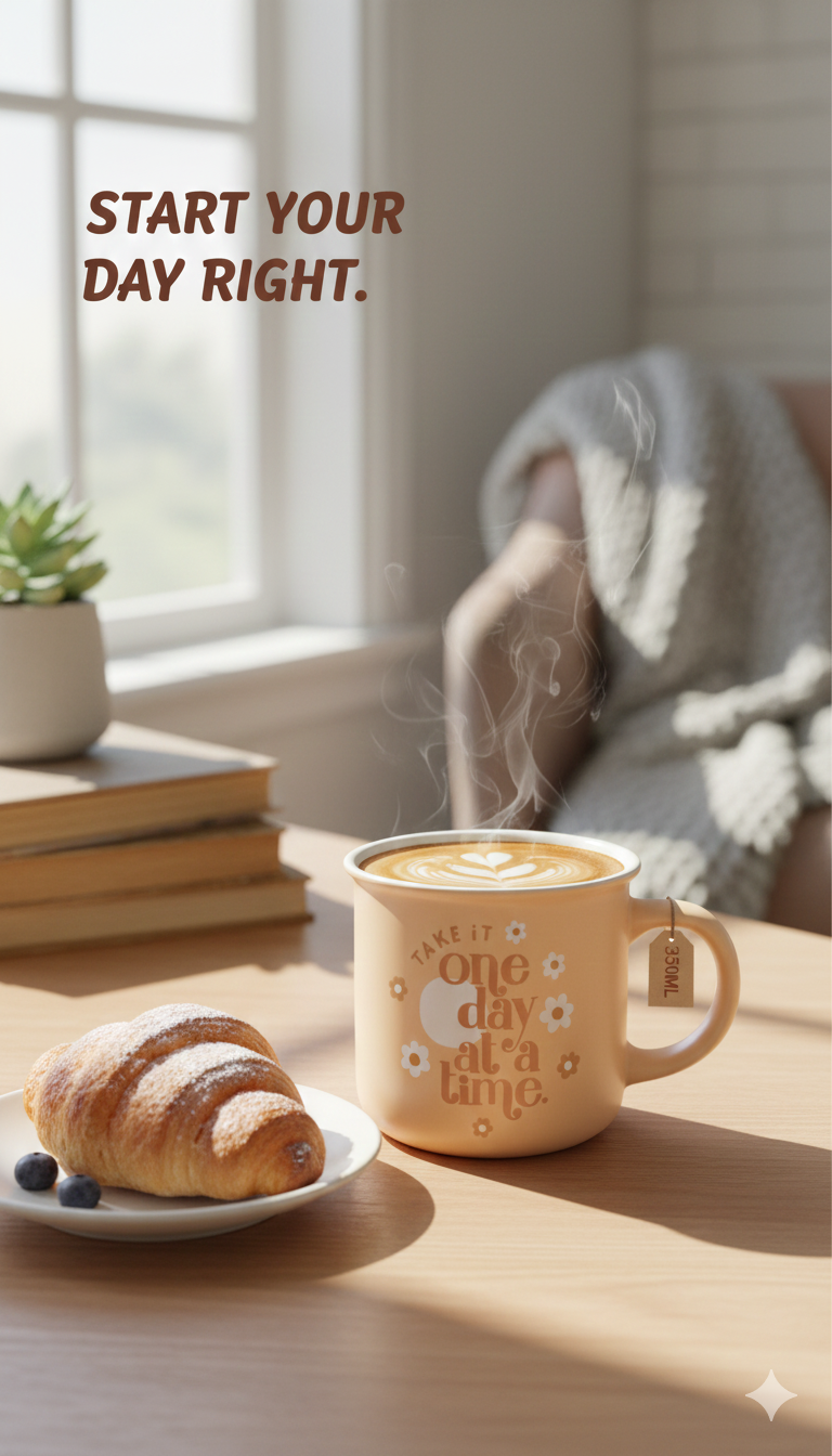 Take It One Day At A Time" Inspirational Mug 350ML