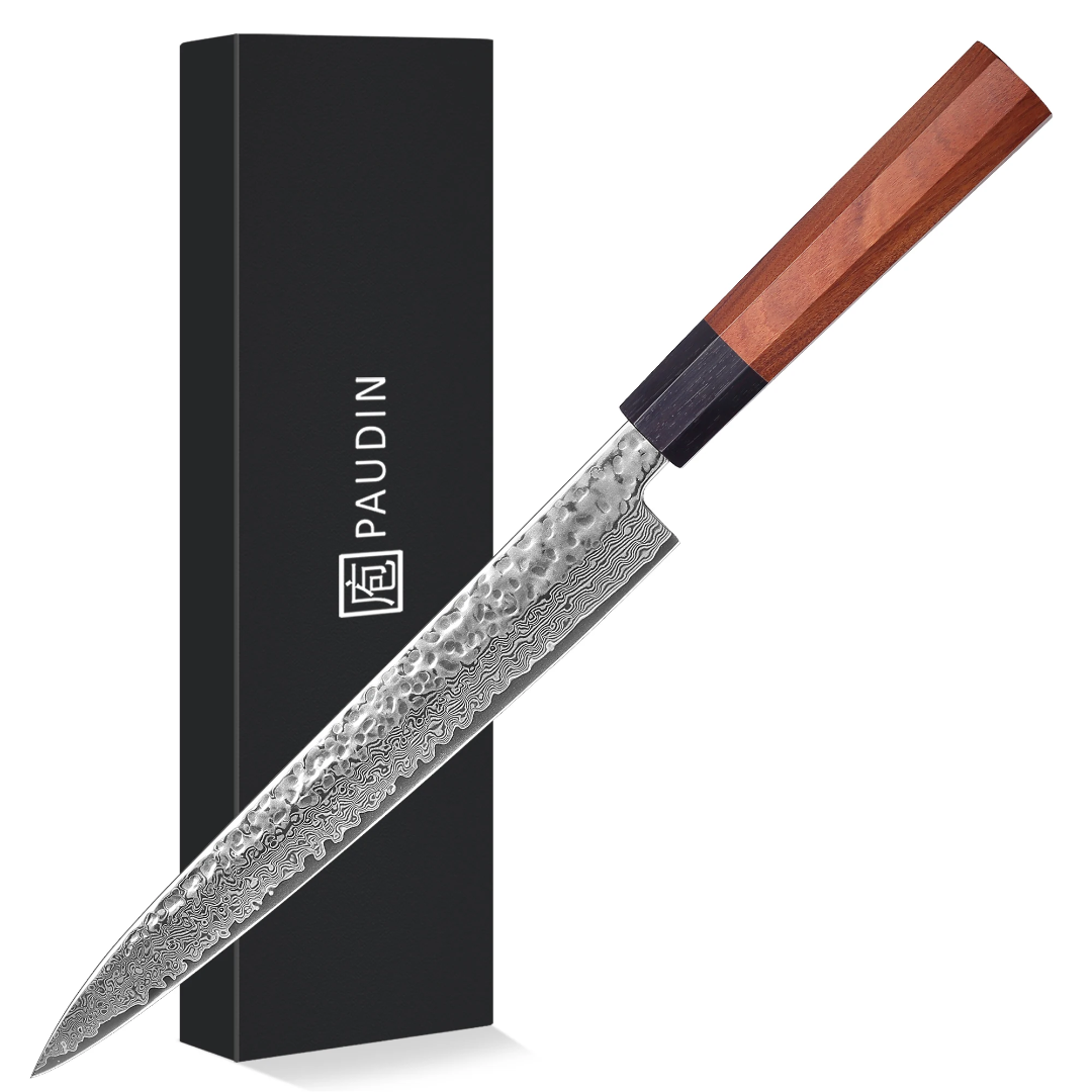 Premium " Damascus Steel Sashimi Knife – 67-Layer Hand-Forged Japanese Yanagiba with Rosewood Handle