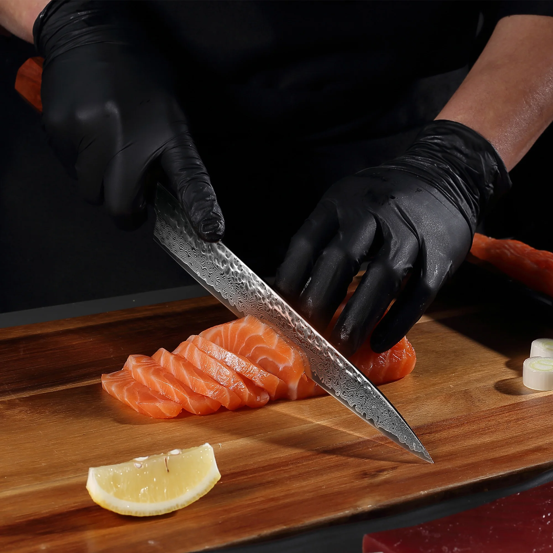 Premium " Damascus Steel Sashimi Knife – 67-Layer Hand-Forged Japanese Yanagiba with Rosewood Handle