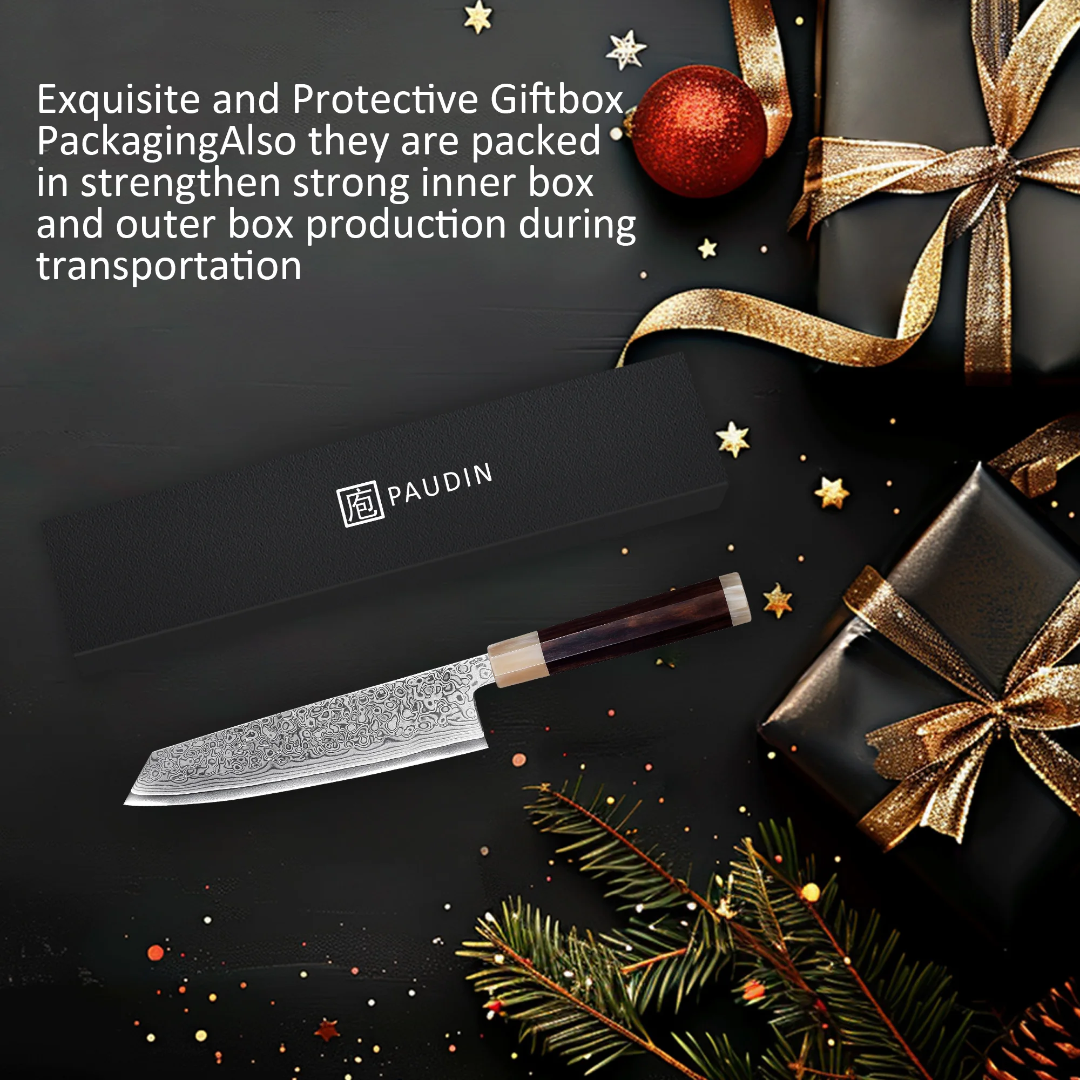 The Master Knife Kiritsuke-Damascus 8 Inch67 Layers Damascus
Steel VG10 Core Bladee Bony Wood HandleHandle