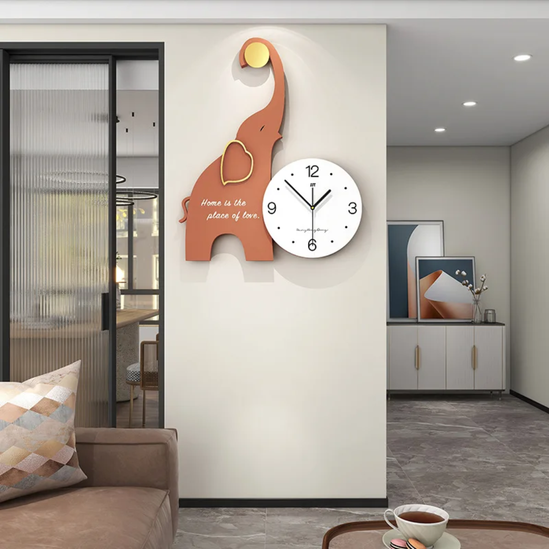 Wall Clock |  
Nordic Elegance Elephant Wall Clock | Luxury Wooden Art for Modern Living Rooms