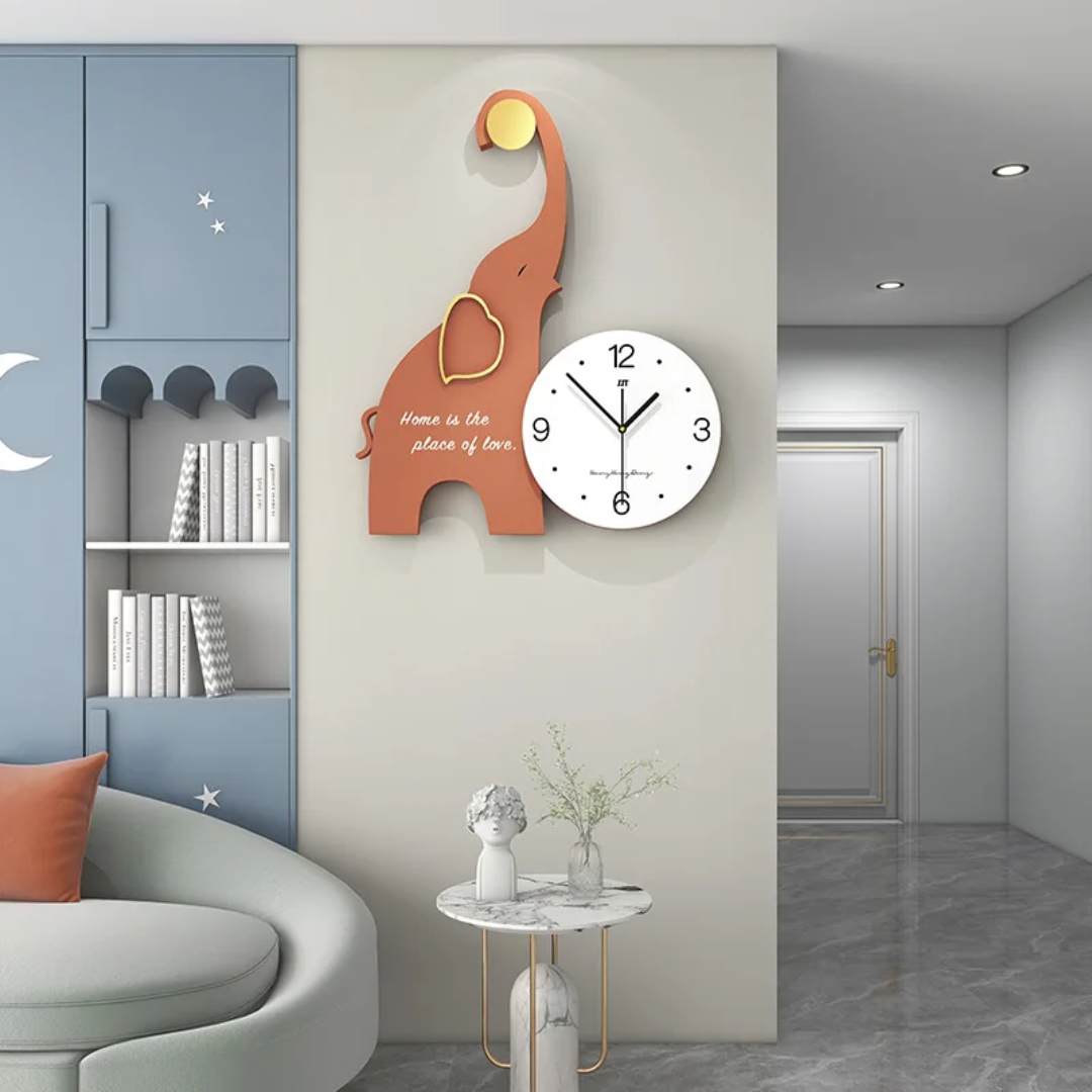 Wall Clock |  
Nordic Elegance Elephant Wall Clock | Luxury Wooden Art for Modern Living Rooms