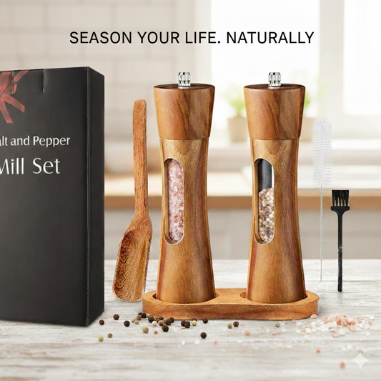 Premium Wooden Salt and Pepper Mill Set | Season your life Naturally