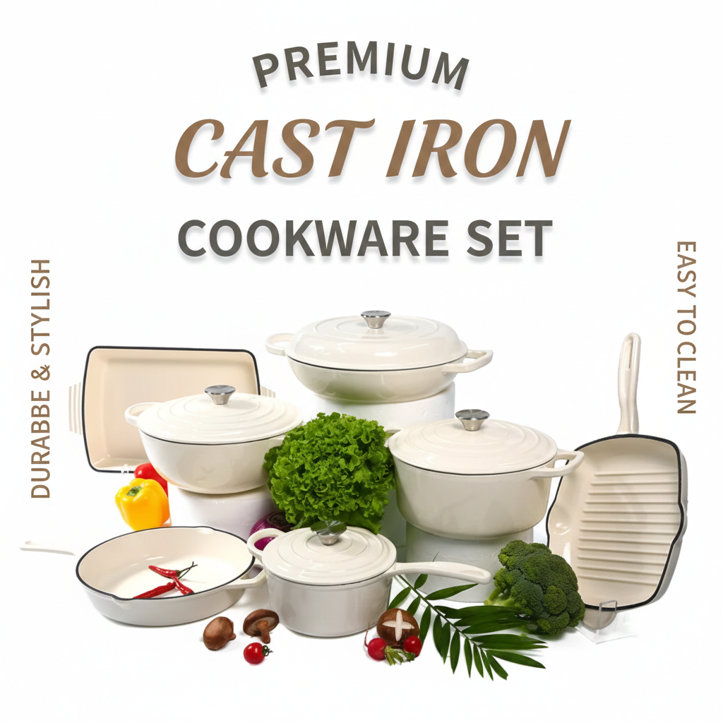 Enamel Cast Iron Premium 7-Piece Cookware Set –Complete Kitchen Collection Lebanon