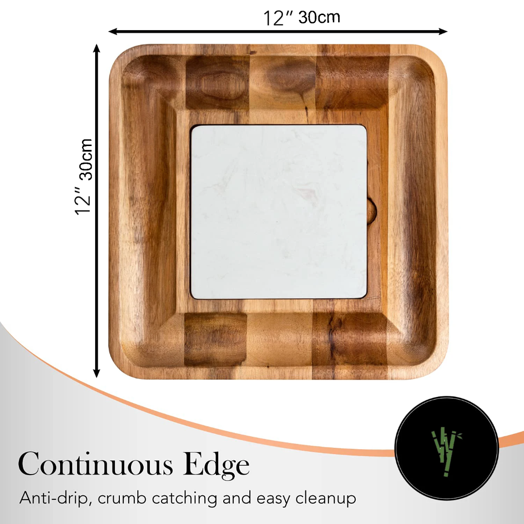 Premium Acacia Wood Charcuterie Board Set with Marble Insert & Knife Drawer | Luxury Cheese Board Lebanon