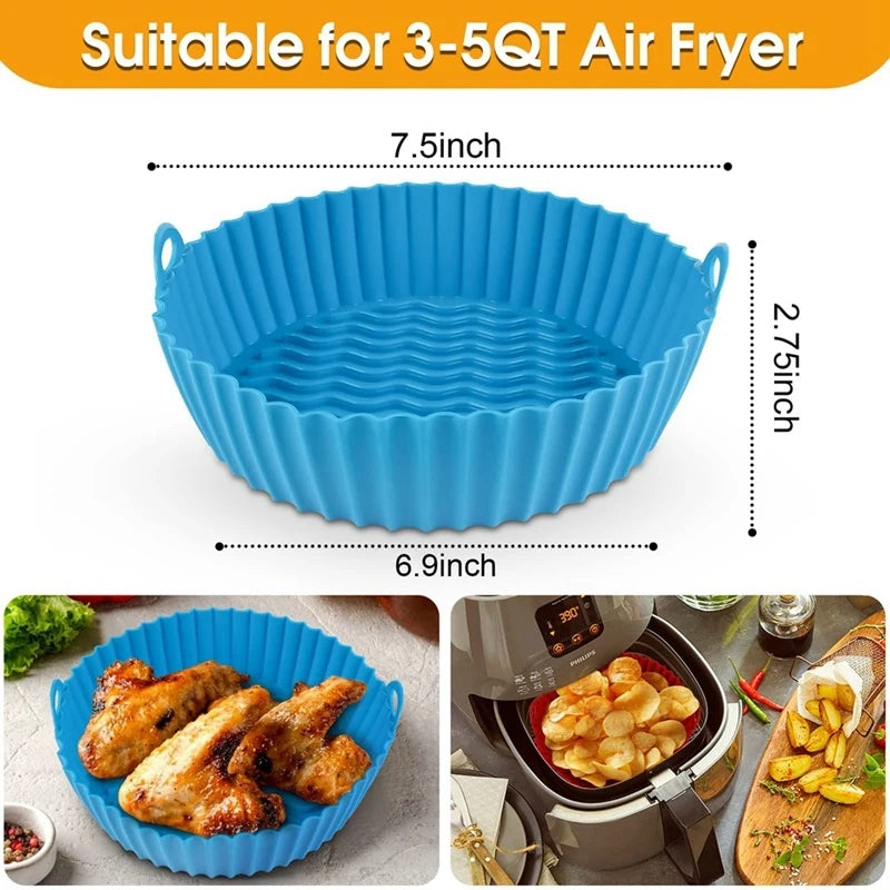 Airfryer Silicone BBQ Basket Mat – Reusable Nonstick Baking Tray & Grill Pan Liner – BPA Free