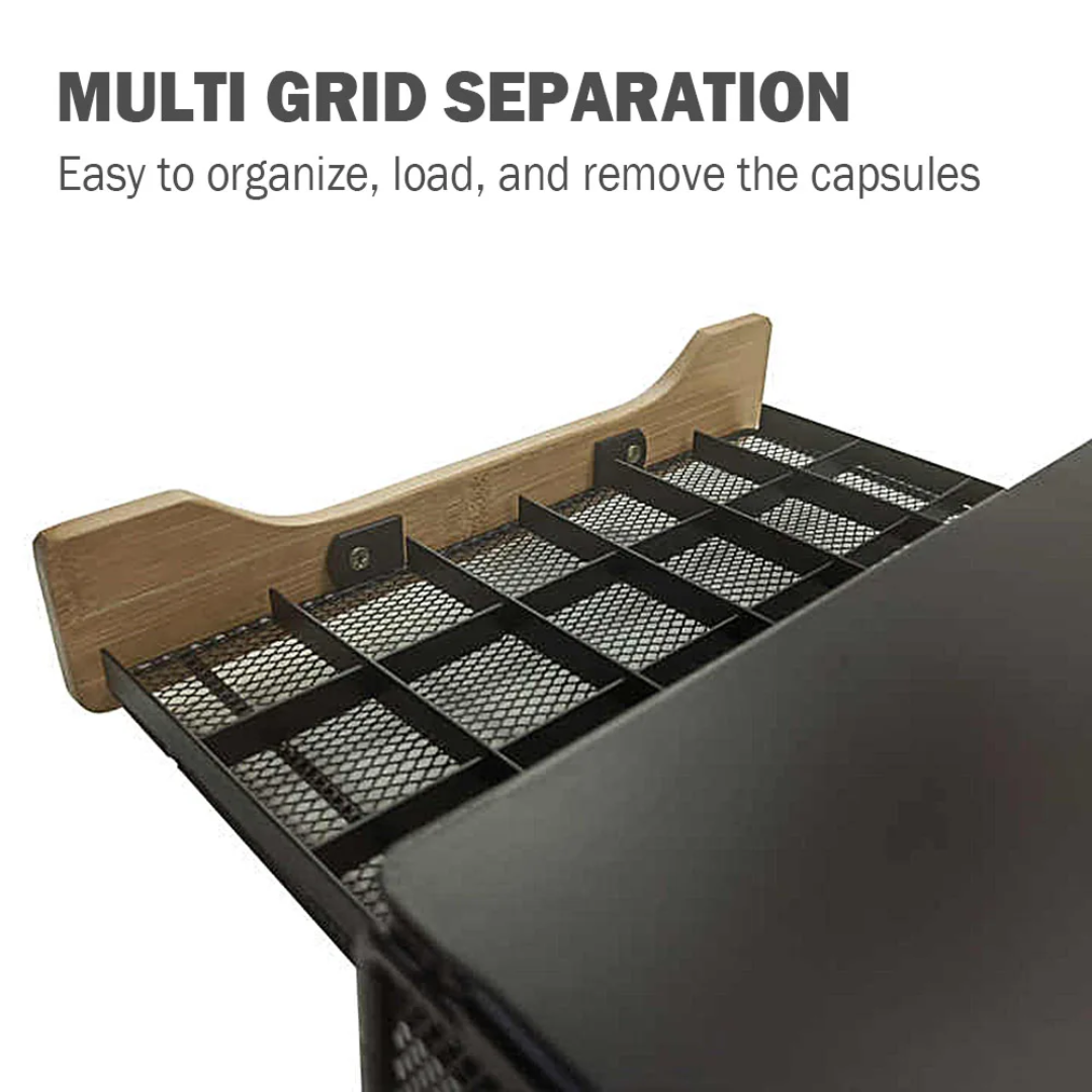 Ultimate Coffee Capsule Organizer | Space-Saving Bamboo & Matte Black Drawer