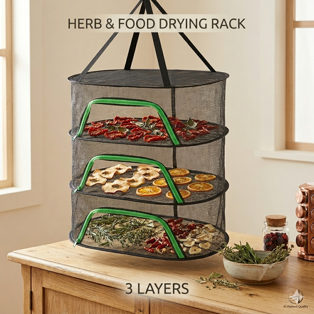 3 Layers Hanging Drying Net for Vegetables, Fruits, and Herbs – Foldable Food Dryer Cage