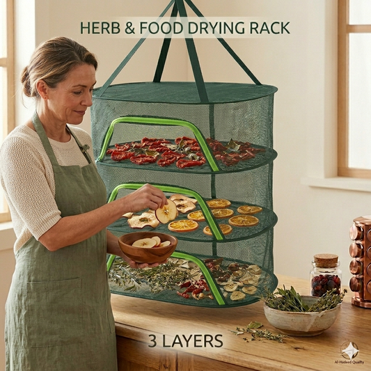 3 Layers Hanging Drying Net for Vegetables, Fruits, and Herbs – Foldable Food Dryer Cage