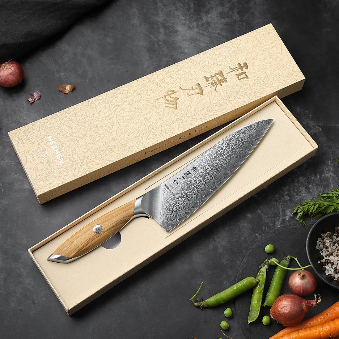 HEZHEN 8 Inch Professional Chef Knife - 73-Layer Damascus Powder Steel - Flagship Series