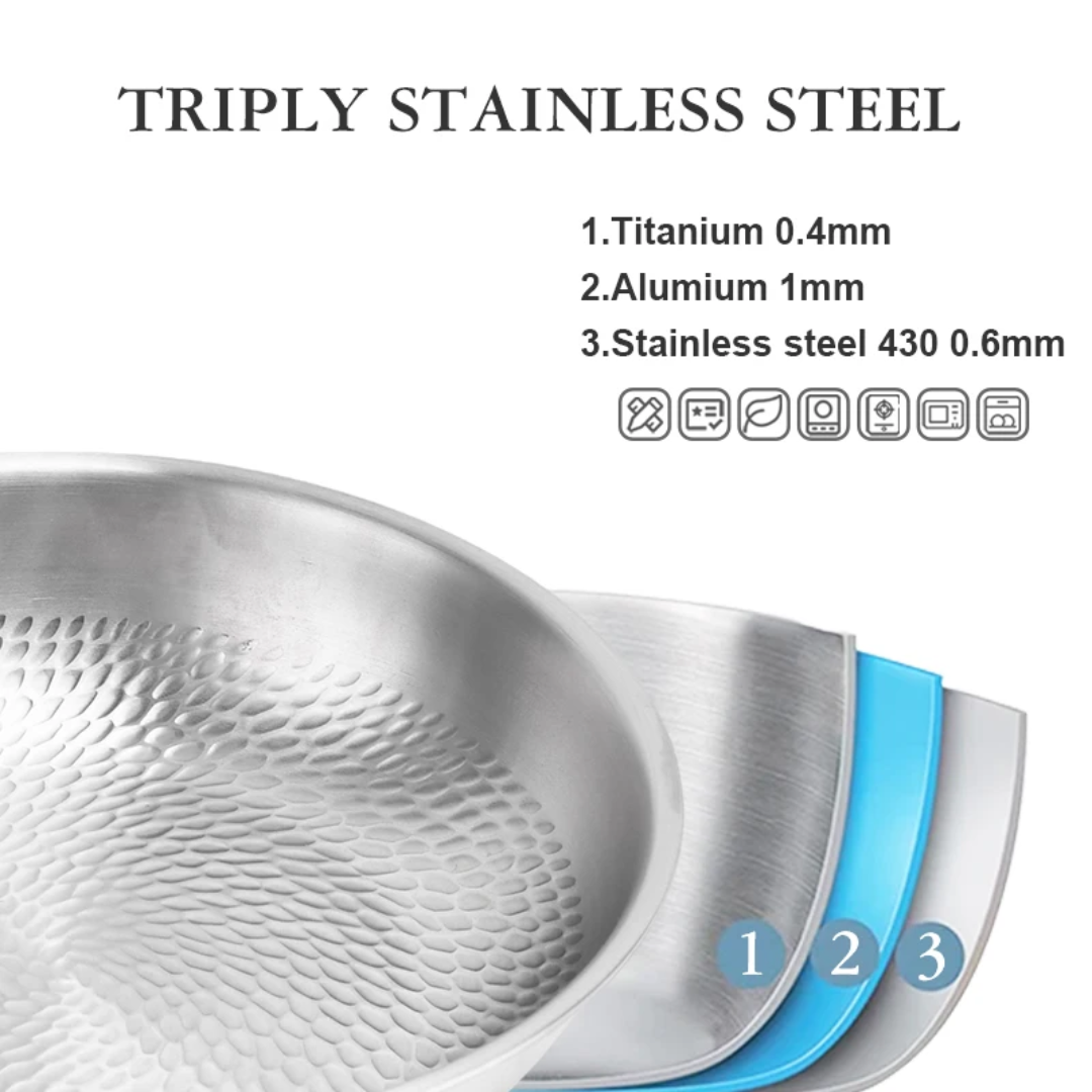 Titanium Hammered Wok-High Performance Wok with Lid – 30CM / 32CM / 34CM