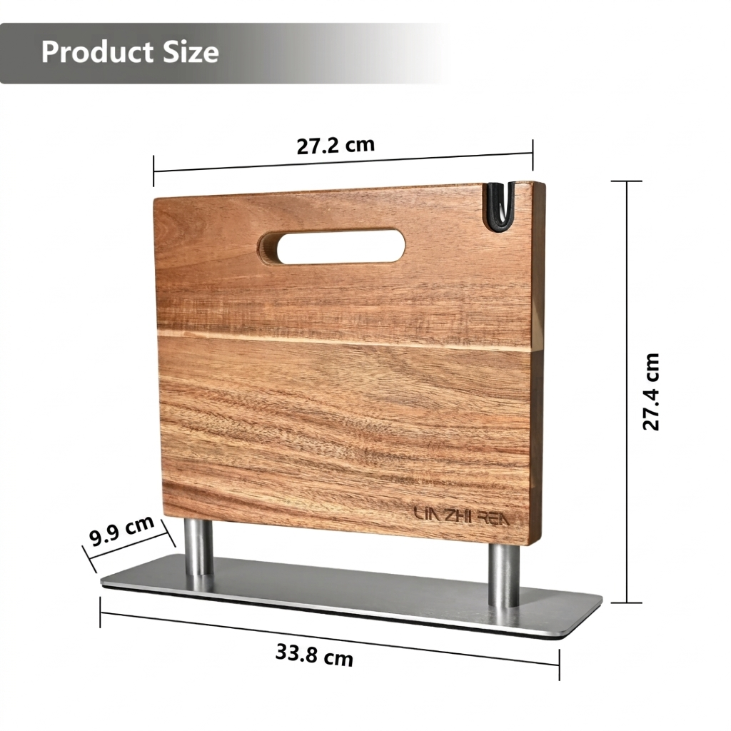 Acacia Wood Magnetic Knife Holder - Double-Sided Magnetic Knife Block & Organizer