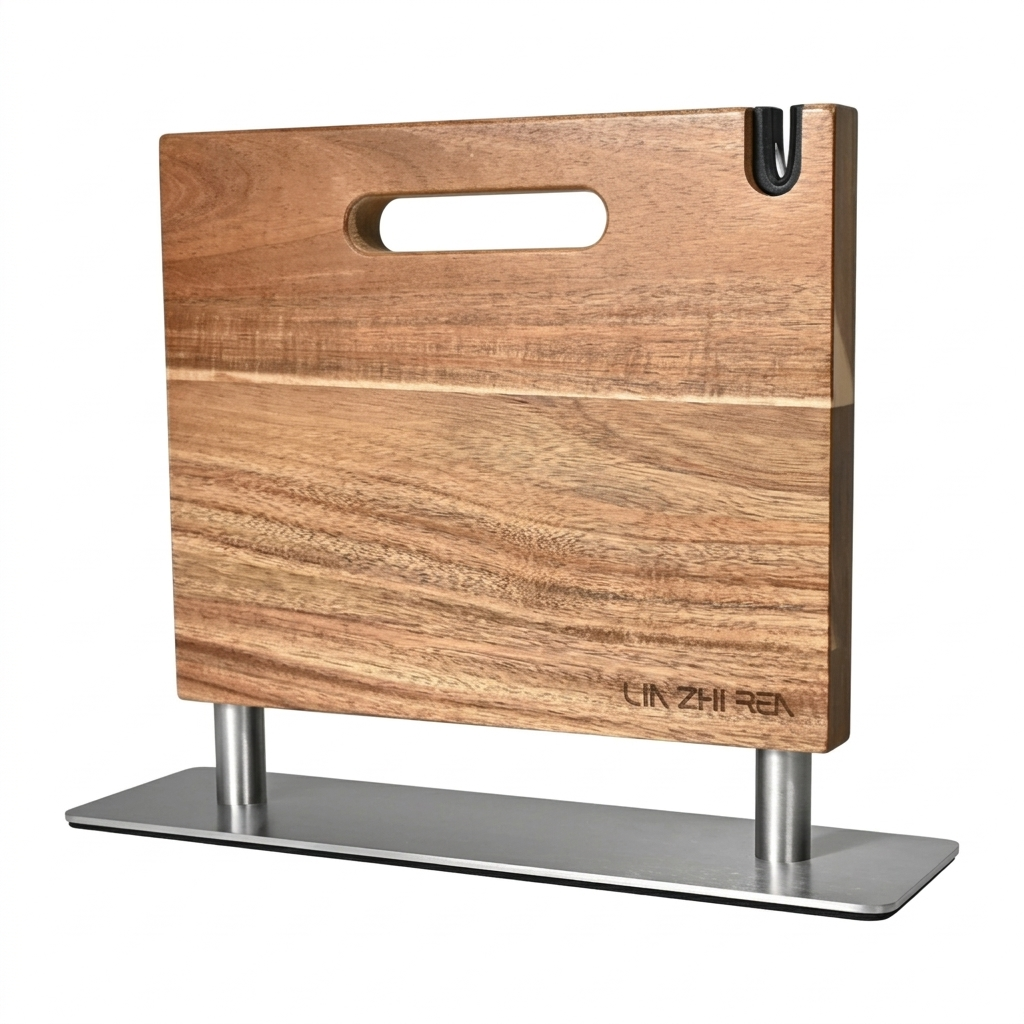 Acacia Wood Magnetic Knife Holder - Double-Sided Magnetic Knife Block & Organizer