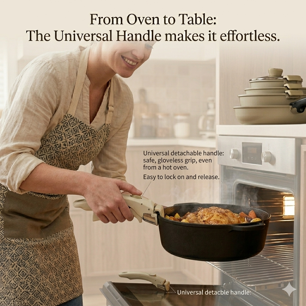 Universal Detachable Pot & Pan Handle | Heat-Resistant Removable Grip for Cookware