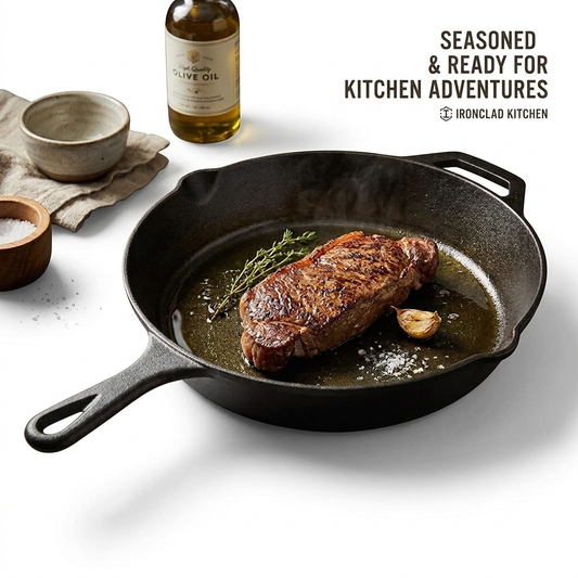 Premium Pre-Seasoned Cast Iron Skillet (26cm & 30cm) | Heavy-Duty Pan