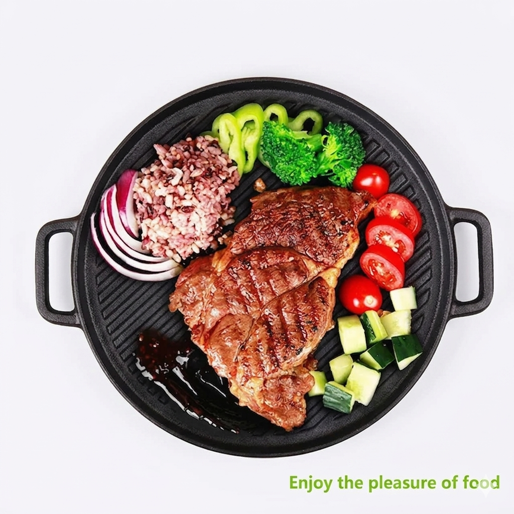 Cast Iron Reversible Grill/Griddle – 2-in-1 Skillet with Handle