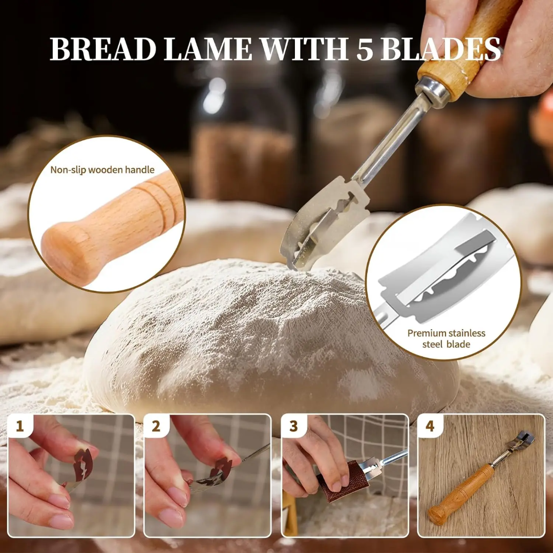 Premium 19-Piece Bread Making Tools and Supplies Kit – Sourdough Starter Glass Jar, Woven Proofing Basket with Liner, and Baking Accessories
