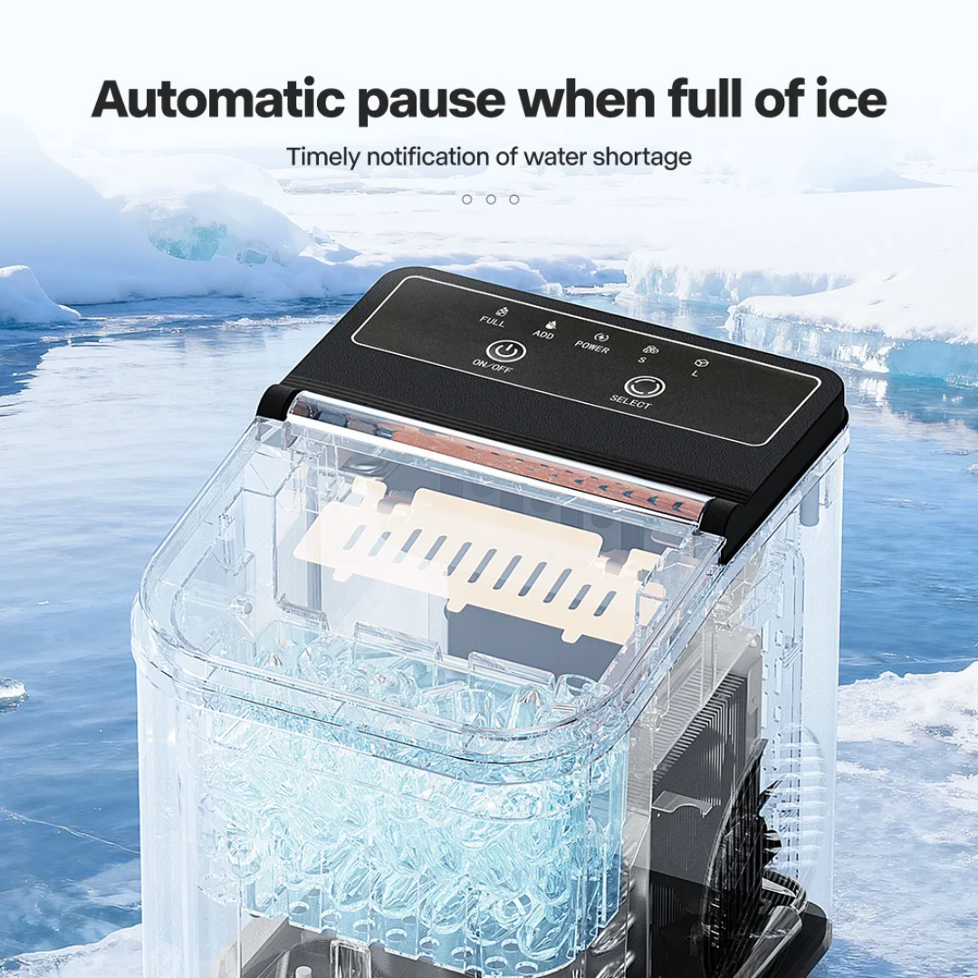 Ice Maker Countertop Machine | Fast 6-8 Min Bullet Ice Portable – 12kg/24h