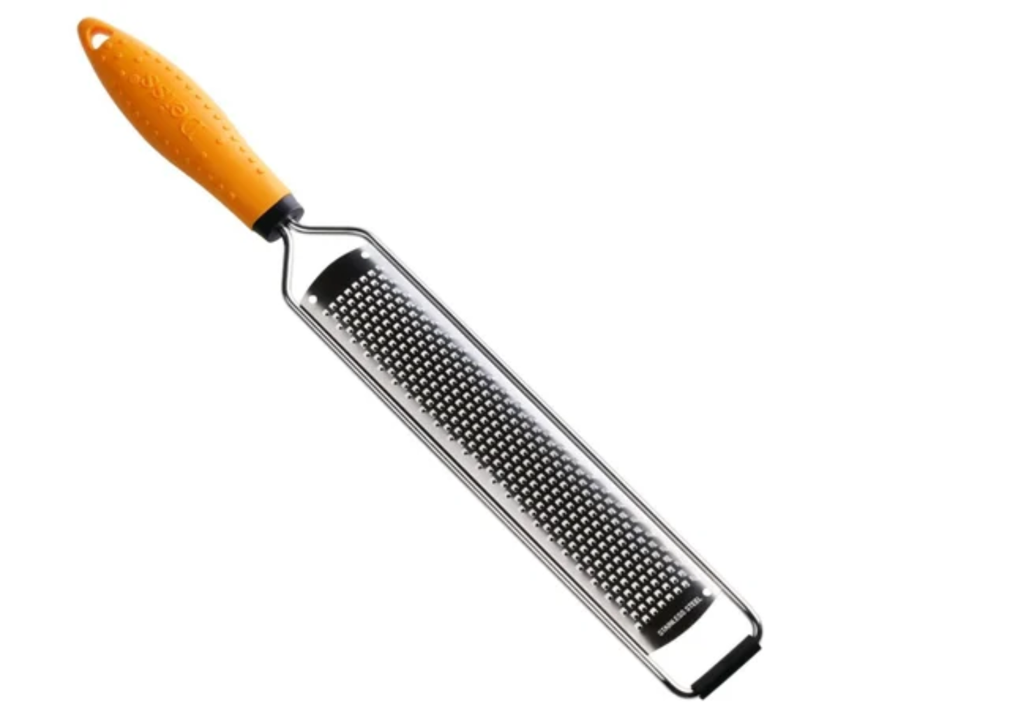 Lemon Zester & Citrus Grater - 304 Stainless Steel Tool for Cheese, Chocolate & Vegetables, 39cm x 4.5cm (Black / Yellow)