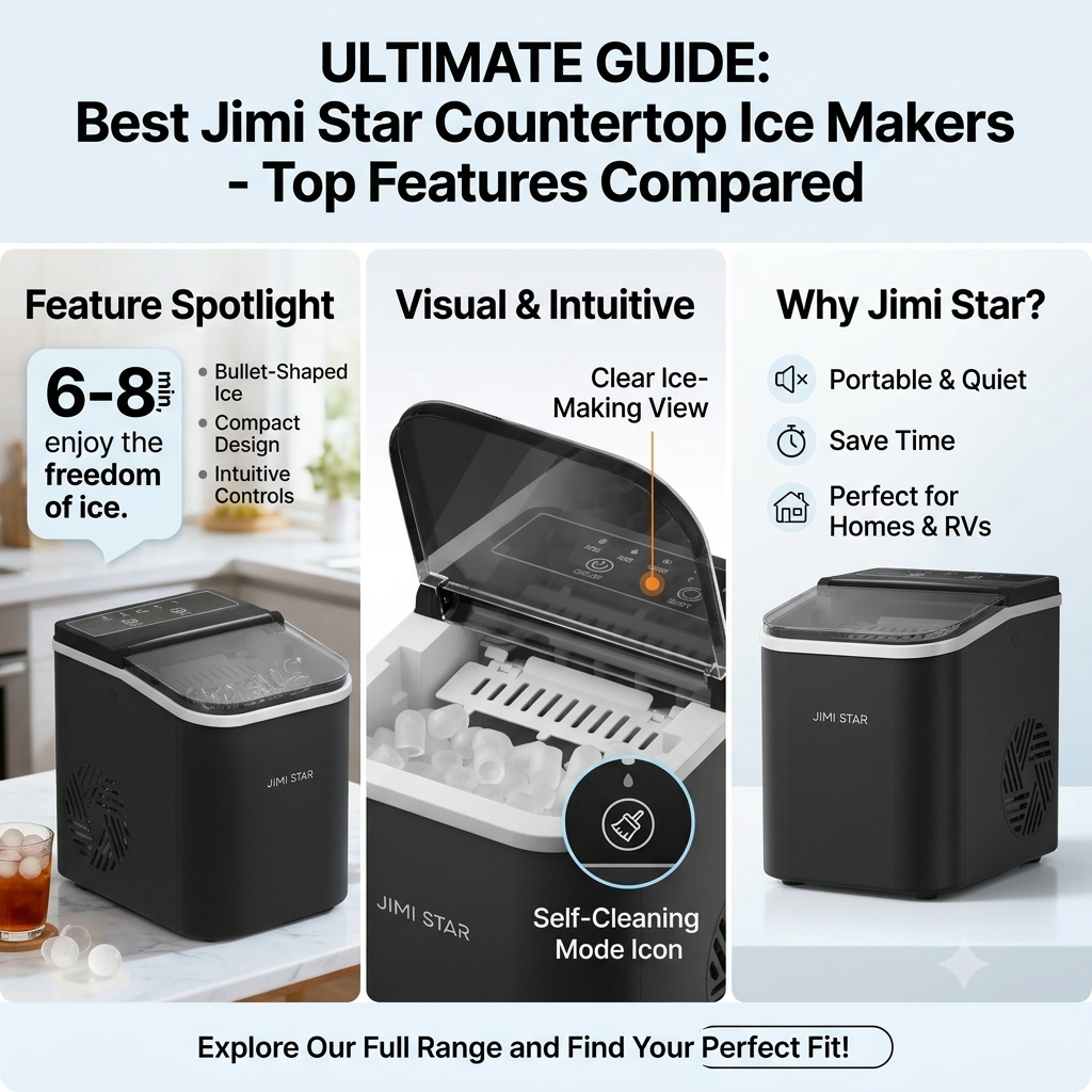 Ice Maker Countertop Machine | Fast 6-8 Min Bullet Ice Portable – 12kg/24h