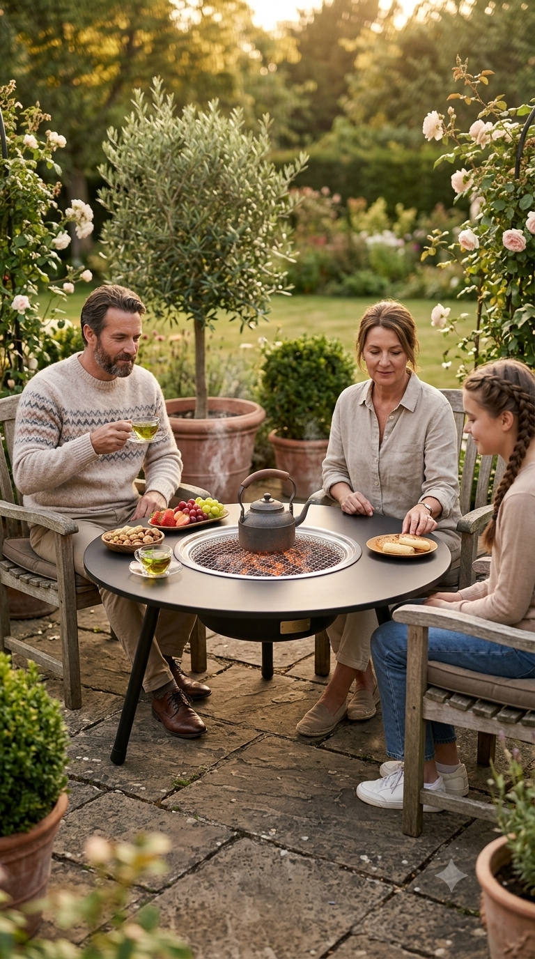 OmniGrill Multi-Functional 6-in-1 BBQ, Charcoal Grill, and Tea Table Set 65CM | 42CM
