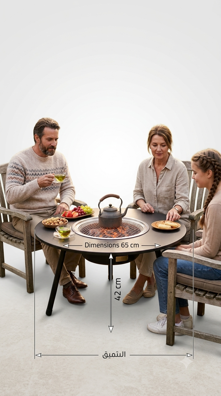 OmniGrill Multi-Functional 6-in-1 BBQ, Charcoal Grill, and Tea Table Set 65CM | 42CM