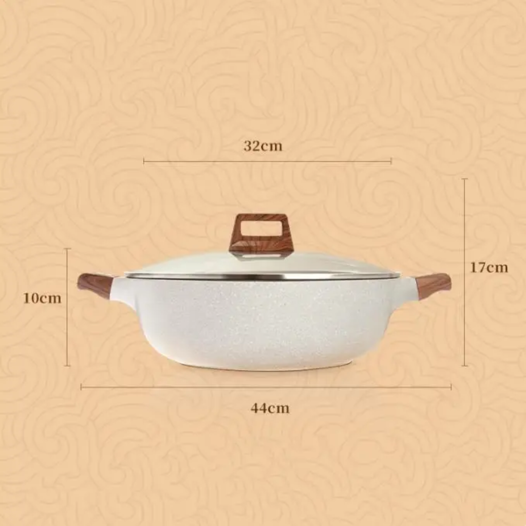 Non-Stick Hot Pot with Dual Divider | Premium Two-Flavor Cookware 32CM | 17CM