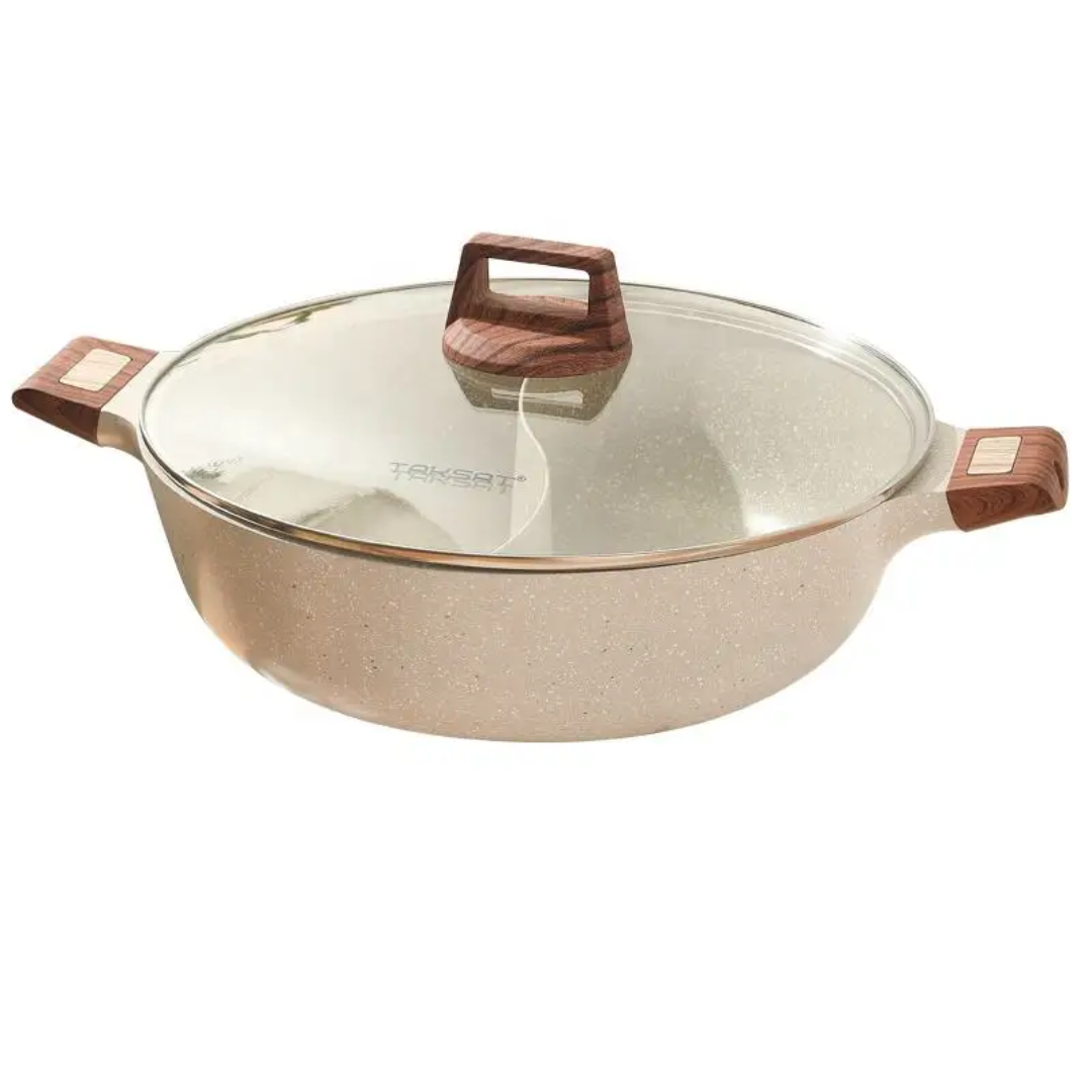 Non-Stick Hot Pot with Dual Divider | Premium Two-Flavor Cookware 32CM | 17CM