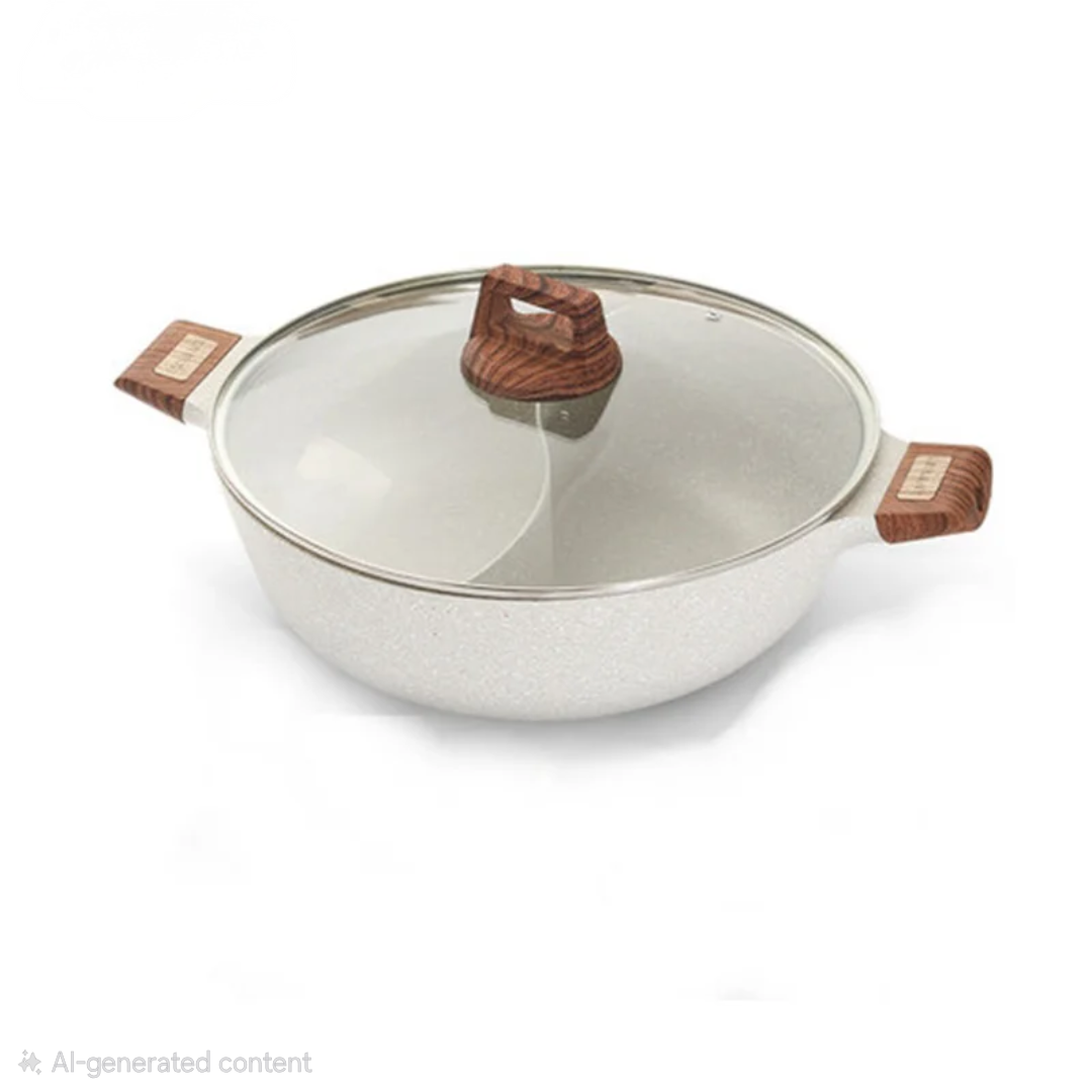 Non-Stick Hot Pot with Dual Divider | Premium Two-Flavor Cookware 32CM | 17CM