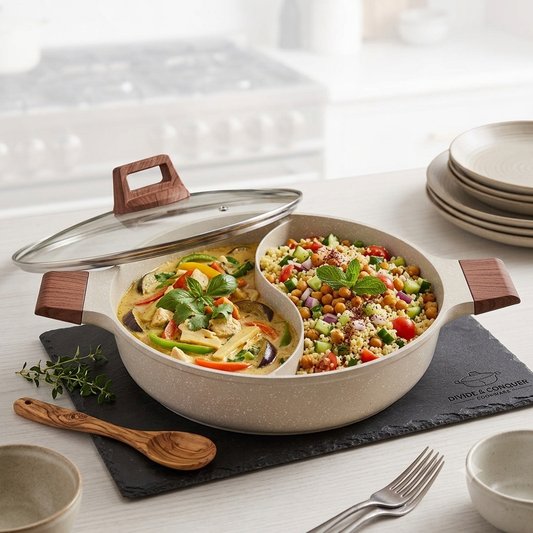 Non-Stick Hot Pot with Dual Divider | Premium Two-Flavor Cookware 32CM | 17CM