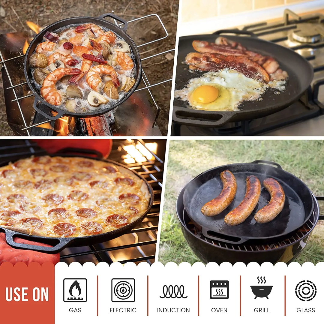 Iron Clad Culinary Artisan 33 x 4.5 cm Dual-Handle Cast Iron Skillet