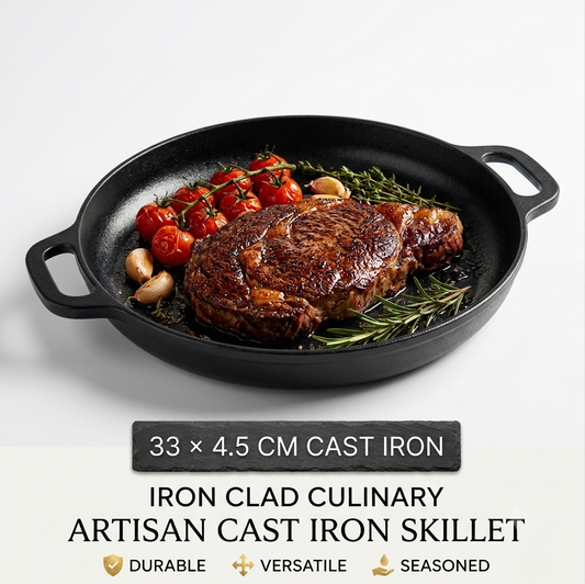 Iron Clad Culinary Artisan 33 x 4.5 cm Dual-Handle Cast Iron Skillet
