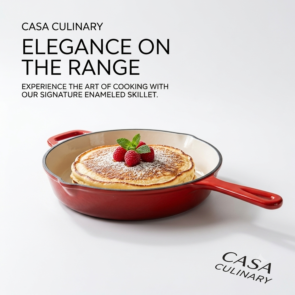 Cook like a pro with this durable 26cm Enamel Coated Cast Iron Fry Pan,