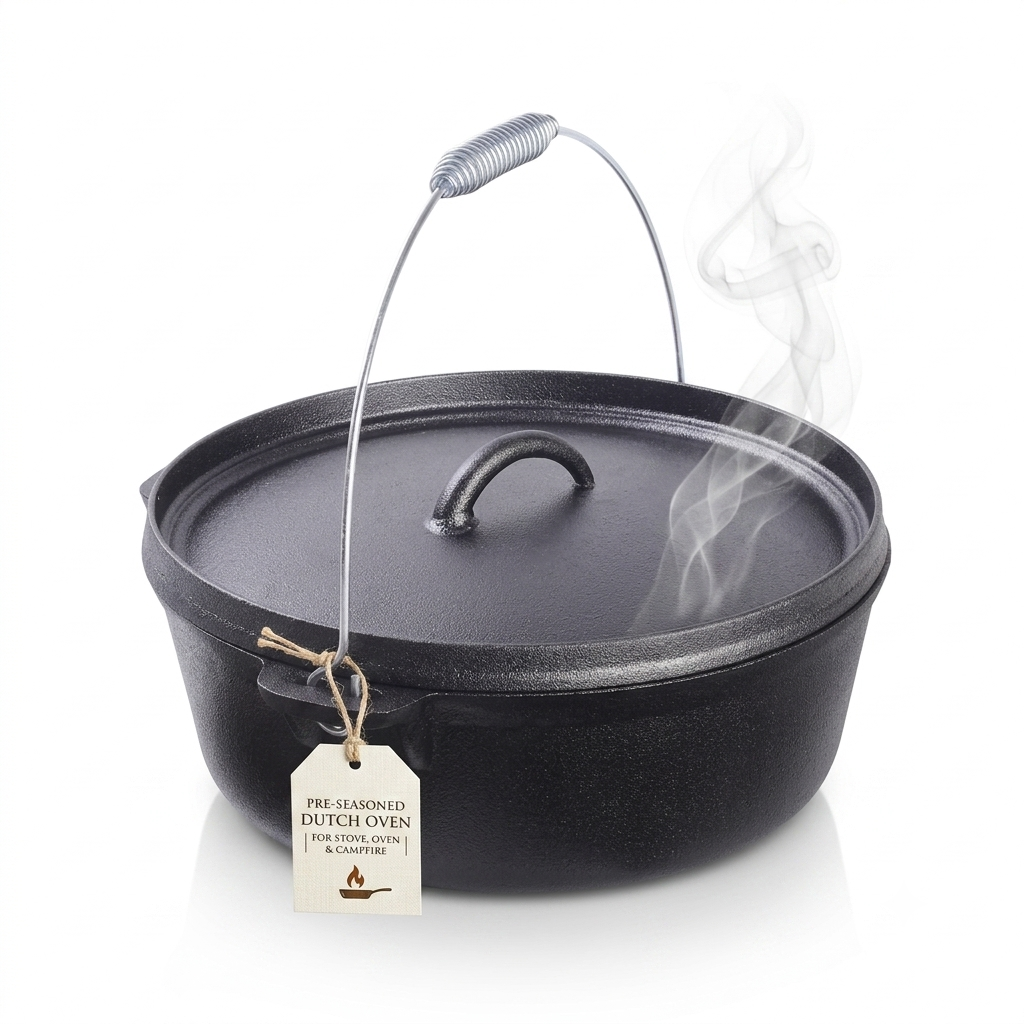 Pre-Seasoned Cast Iron Dutch Oven with Lid available in 3 sizes
