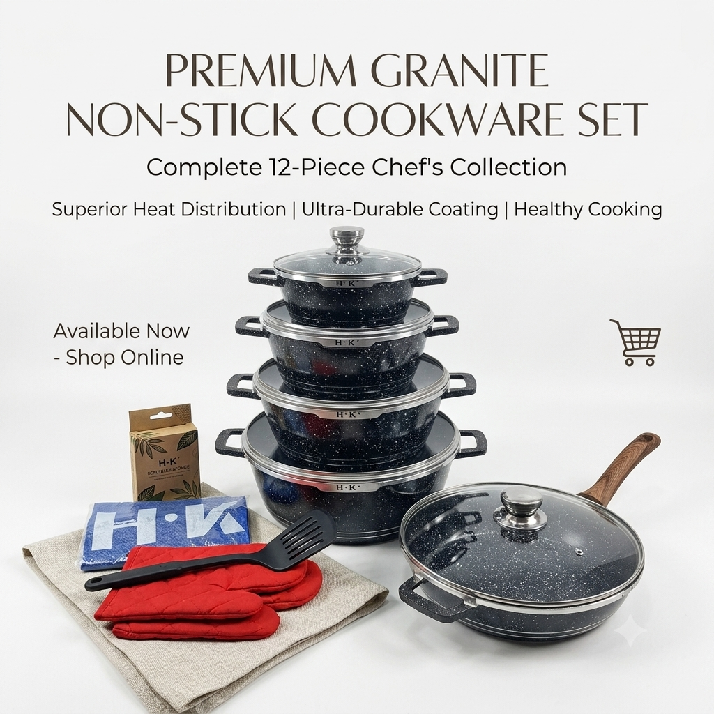 Multi-Color Hot Sale 16PCS Granite Marble Stone Cookware Set