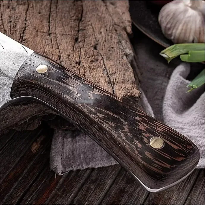 Hand-Forged Stainless Steel Butcher Cleaver & Chef Knife | Ergonomic Wood Handle