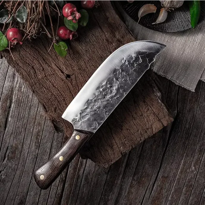 Hand-Forged Stainless Steel Butcher Cleaver & Chef Knife | Ergonomic Wood Handle