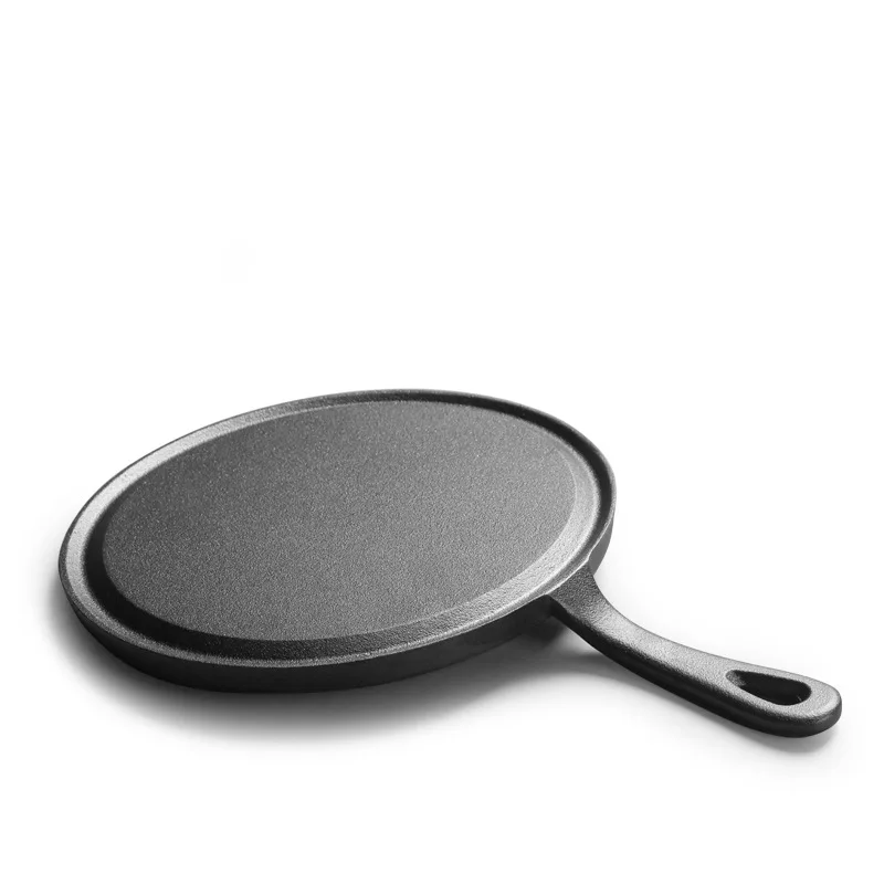25cm Pre-Seasoned Cast Iron Flat Griddle & Tawa Pan | Anti-Slip Handle