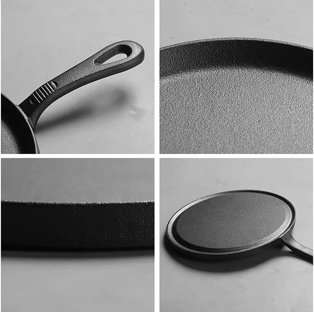 25cm Pre-Seasoned Cast Iron Flat Griddle & Tawa Pan | Anti-Slip Handle