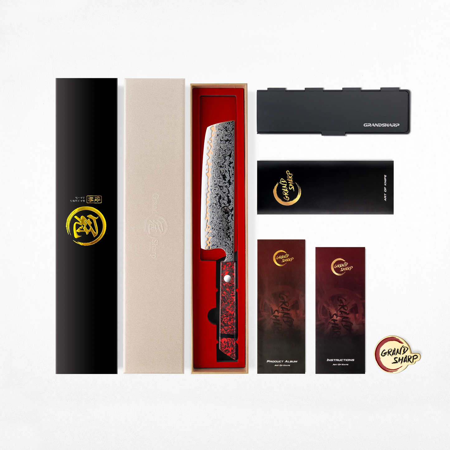 Grandsharp 7-Inch Damascus Nakiri Knife | 55-Layer Copper Clad Steel