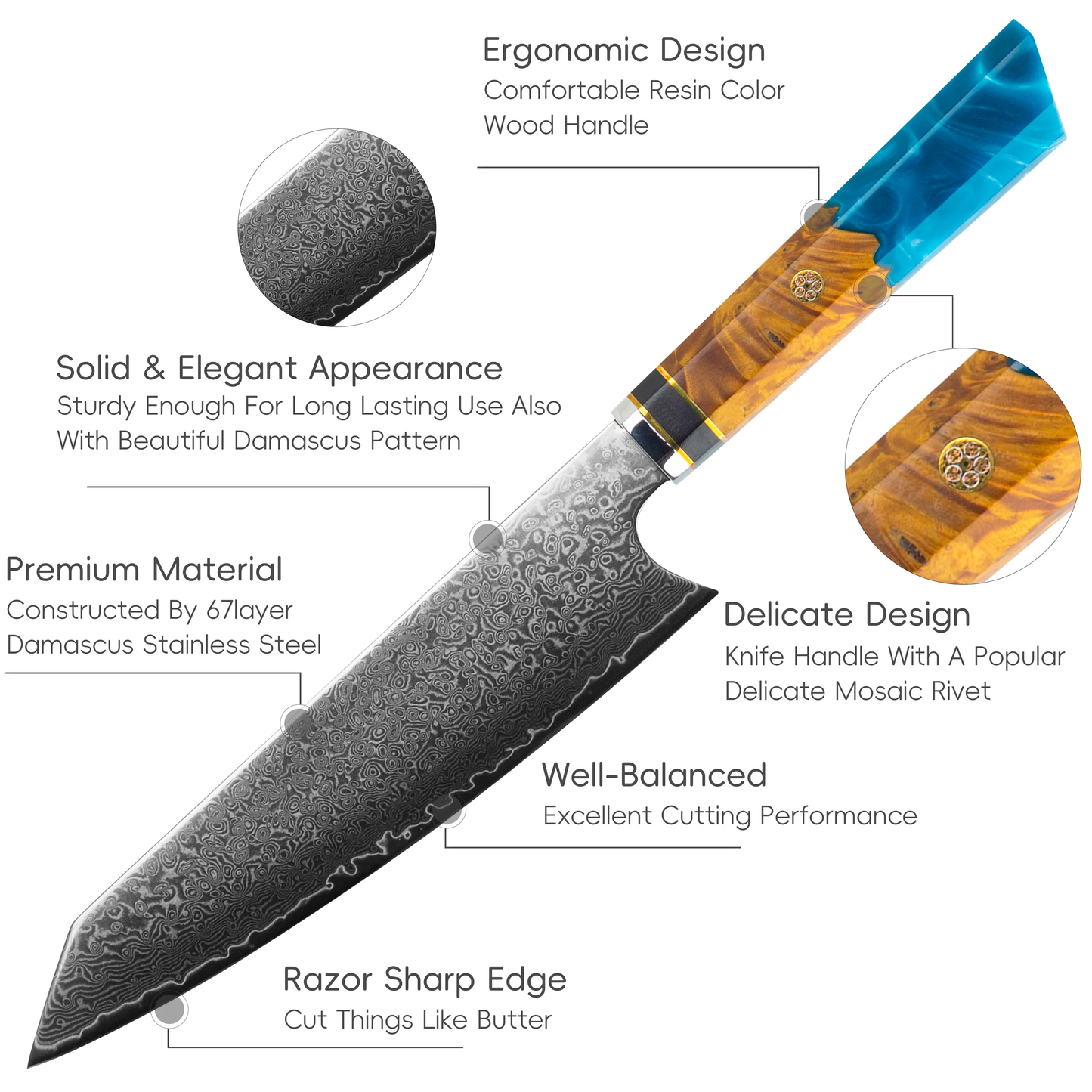 Premium Damascus Steel Kiritsuke Knife Grandsharp  67-Layer Japanese Chef Knife