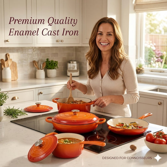 Adorable 4-Piece Enamel Cast Iron Cookware Set Orange – Complete Kitchen Set Lebanon