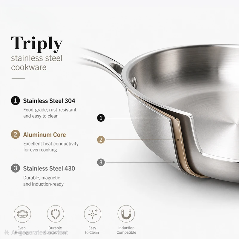 3-Ply Stainless Steel Cooking Set – Multi-Piece Professional Cookware Lebanon [ Last set ]